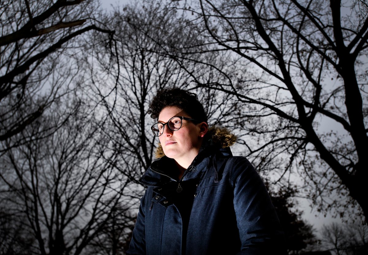 Activist Rachel Small poses for a photograph in Toronto on Friday, November 29, 2019. An activist concerned about mining-industry abuses found it "kind of creepy and unsettling" to recently learn the RCMP compiled a six-page profile of her shortly after she turned up at a federal leaders debate during the 2015 election campaign. 