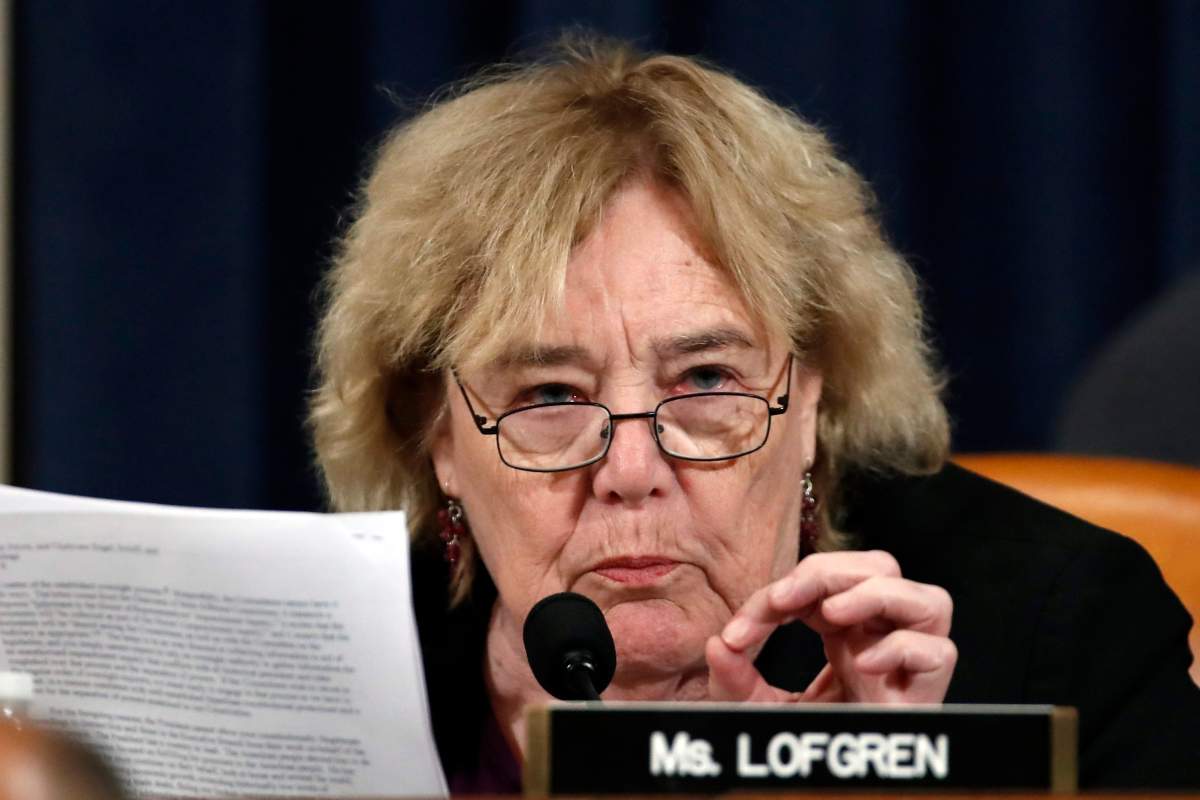 Rep. Zoe Lofgren, D-Calif., speaks during a House Judiciary Committee markup of the articles of impeachment against President Donald Trump, on Capitol Hill, Thursday, Dec. 12, 2019, in Washington.