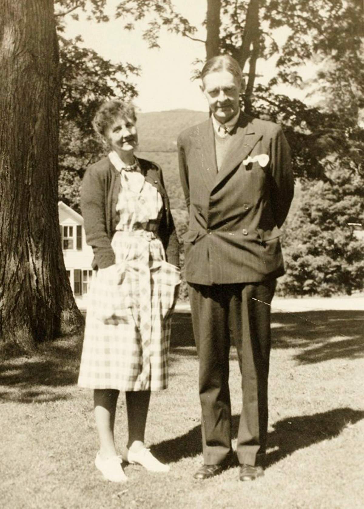 Emily Hale and T.S. Eliot pose in a 1946 family photo in Dorset, Vermont.