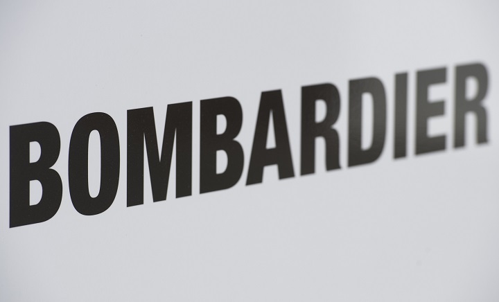 A Bombardier logo is shown at a Bombardier assembly plant in Mirabel, Que., on October 26, 2018. Bombardier Inc. says its joint venture in China has won a US$427-million contract to build train cars for the world's longest high-speed rail network. 