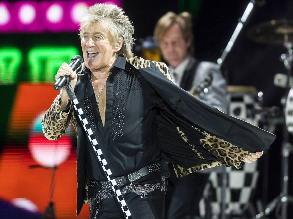British singer Rod Stewart performs during his concert in Papp Laszlo Sports Arena in Budapest, Hungary on Jan. 29, 2018.