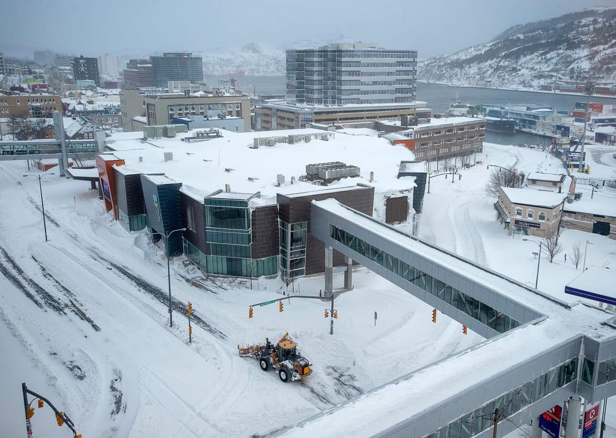 A snowplow clears the road in St. John’s on Saturday, Jan. 18, 2020.  THE CANADIAN PRESS/Andrew Vaughan