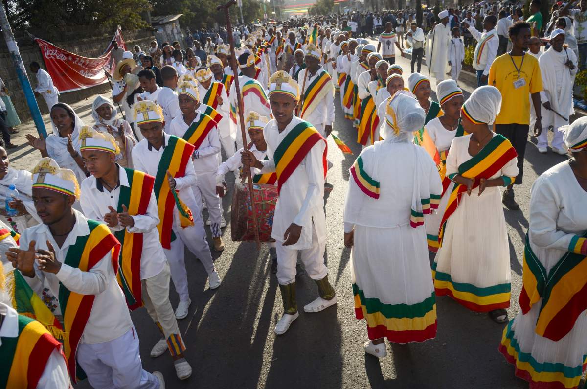 The annual festival in the capital Addis Ababa, Ethiopia Sunday, Jan. 19, 2020, celebrates the baptism of Jesus Christ in the River Jordan.