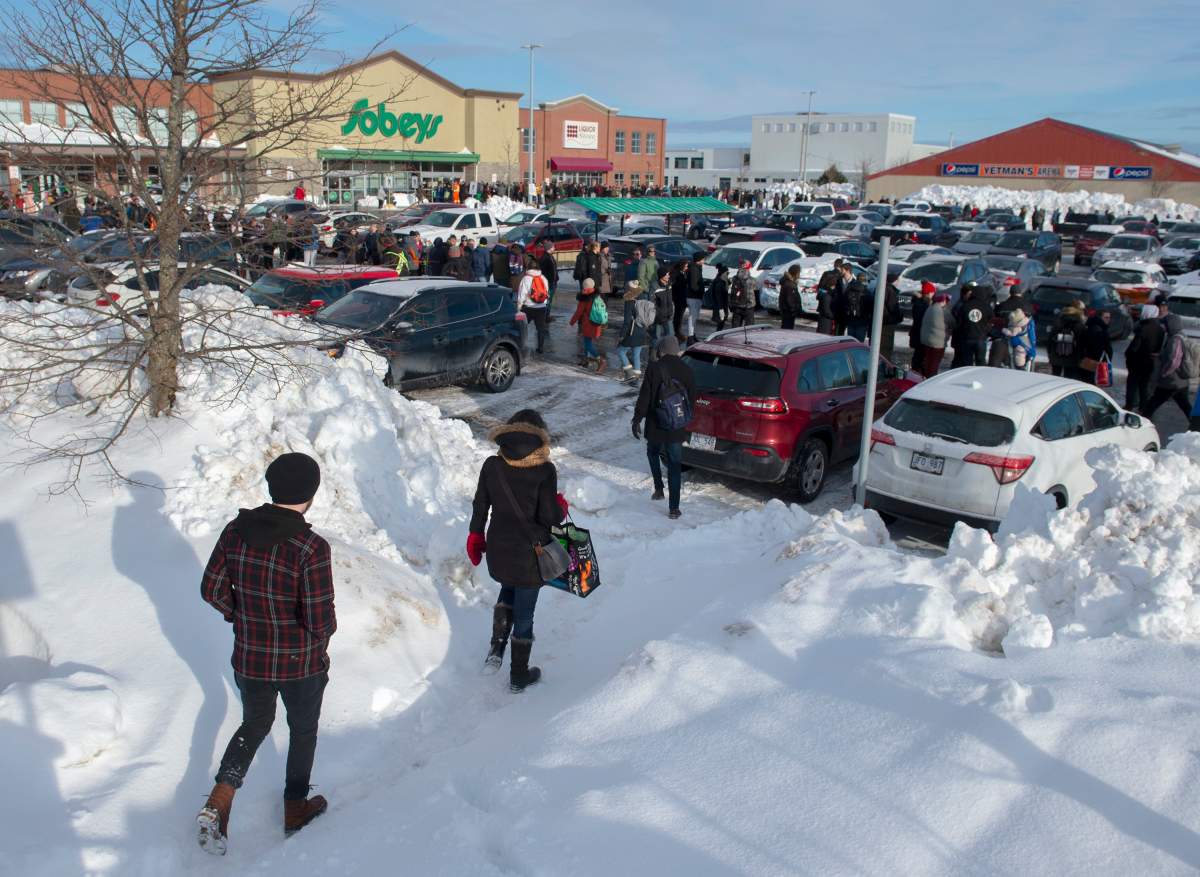 Customers arrive at a Sobeys grocery store in St. John’s on Tuesday, January 21, 2020.