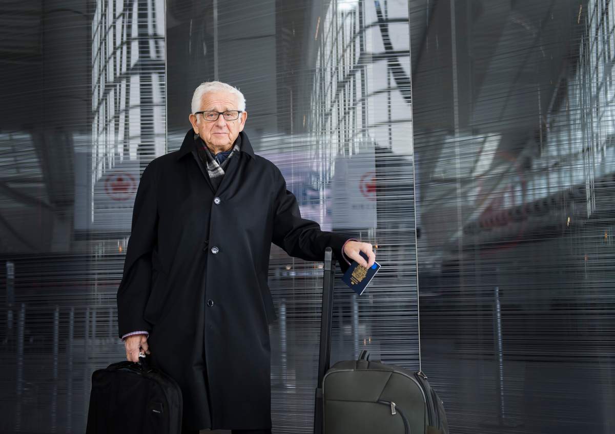 Auschwitz survivor Joseph Gottdenker poses for a photograph at Toronto Pearson International Airport in Toronto on Thursday, Jan. 23, 2020.