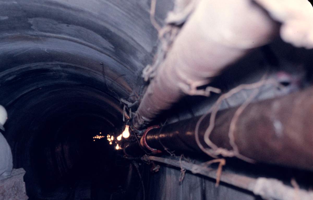 Inside the Highbury Sewer in 1962. 