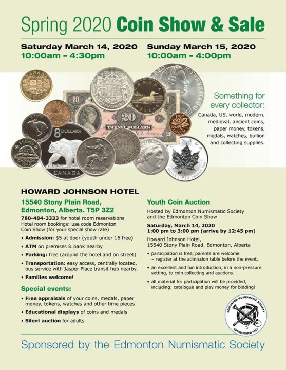 Edmonton Coin Show Mar 1415th, 2020 GlobalNews Events