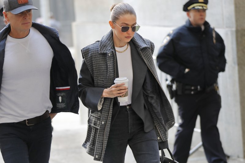 Supermodel Gigi Hadid arrives at a Manhattan courthouse for Harvey Weinstein's jury selection in his trial on rape and sexual assault charges in New York, Thursday, Jan. 16, 2020.