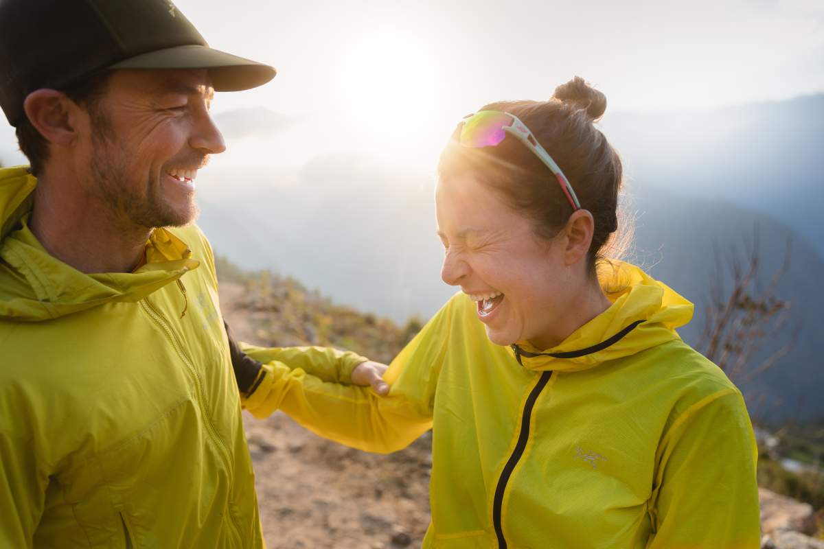 Adam Campbell and Laura Kosakoski pictured on a sponsored Arc’teryx trip to Nepal in November 2019.