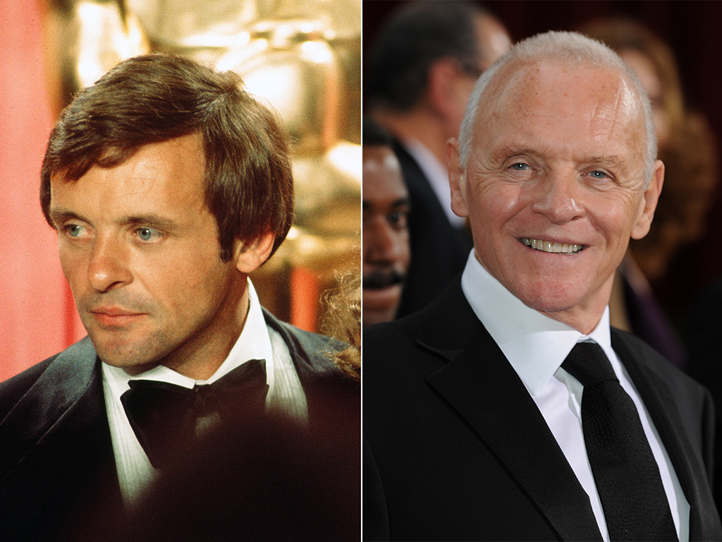 (L-R): Actor Anthony Hopkins at the 48th Academy Awards in March 1976 and at the 81st Academy Awards in February 2009. (Photo by Michael Montfort/Michael Ochs Archives/Getty Images)