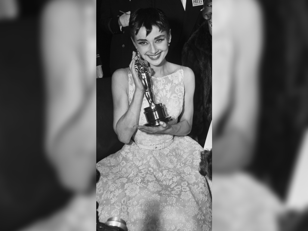 Audrey Hepburn wins Best Actress at the 1954 Academy Awards.