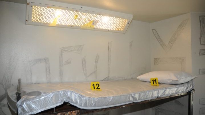 Tyler Vandewater’s bunk bed in the cell he shared with Chris Van Camp at Saskatchewan Penitentiary.