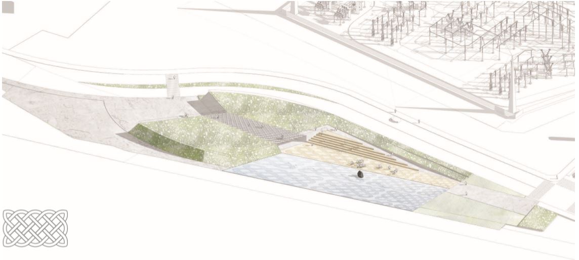 The Montreal Irish Memorial Park Foundation’s ideal green space would see Bridge Street diverted around the park, giving pedestrians access to the stone.