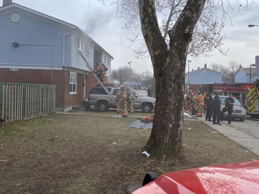 Fire crews responded to a townhome on Boullee Street Thursday morning. 