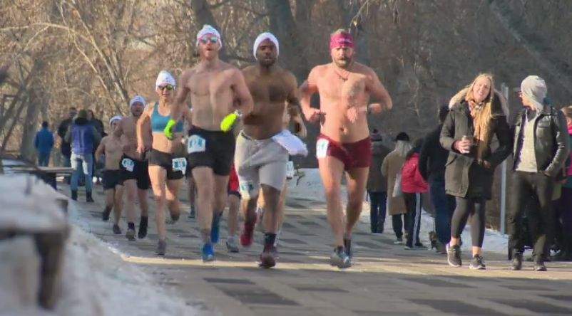 Calgarians participate in the second annual NATEFIT Calgary Exposed 5K run, Sunday, Jan. 26, 2020. 