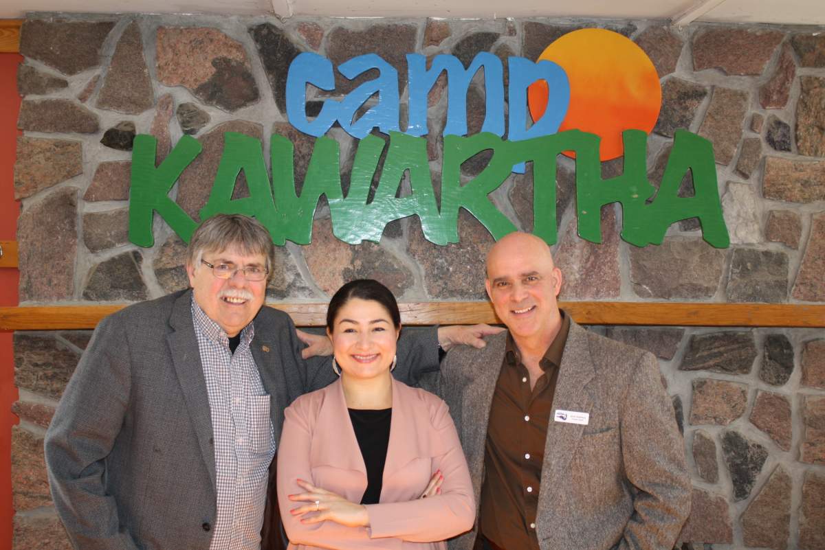 J. Murray Jones, Peterborough County Warden and Mayor of Douro-Dummer Township, Peterborough-Kawartha MP Maryam Monsef and Jacob Rodenburg, executive director of Camp Kawartha at Friday’s press conference.