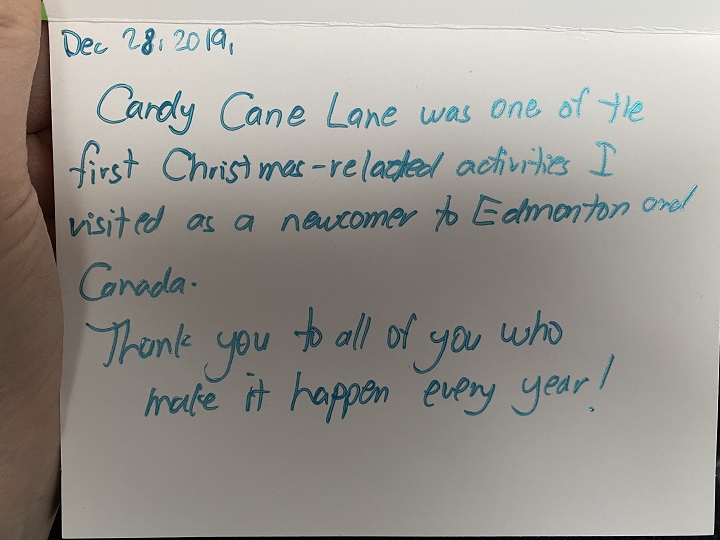 A letter written to YEG Candy Cane Lane residents