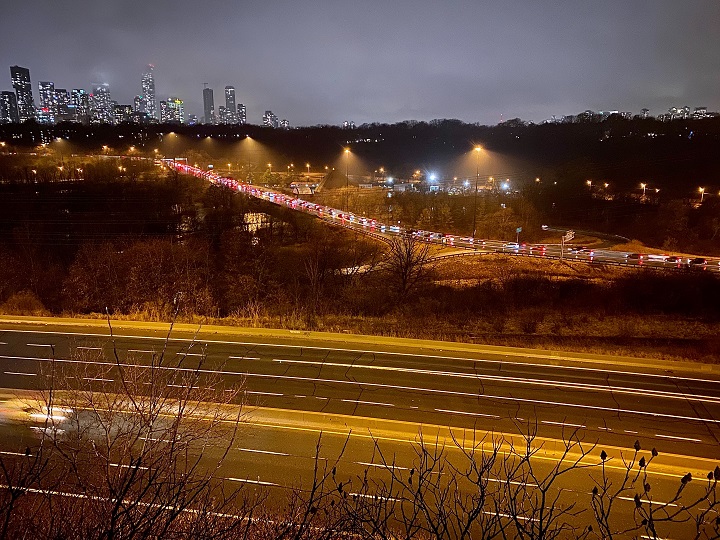 Southbound traffic was delayed coming off the Don Valley Parkway after police shut down part of the highway.
