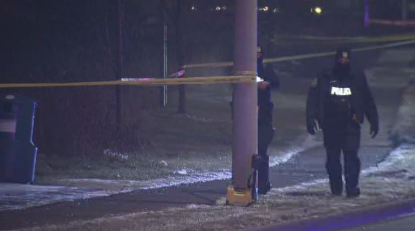 Police block off a scene on Nexus Avenue.