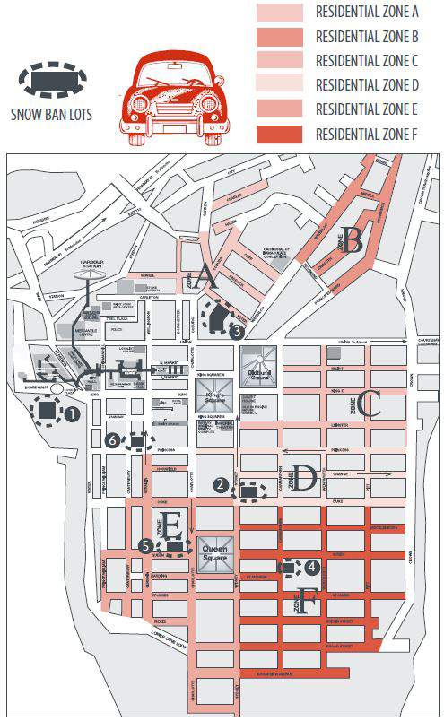 A map shows the residential zones in Saint John’s south and central peninsula.