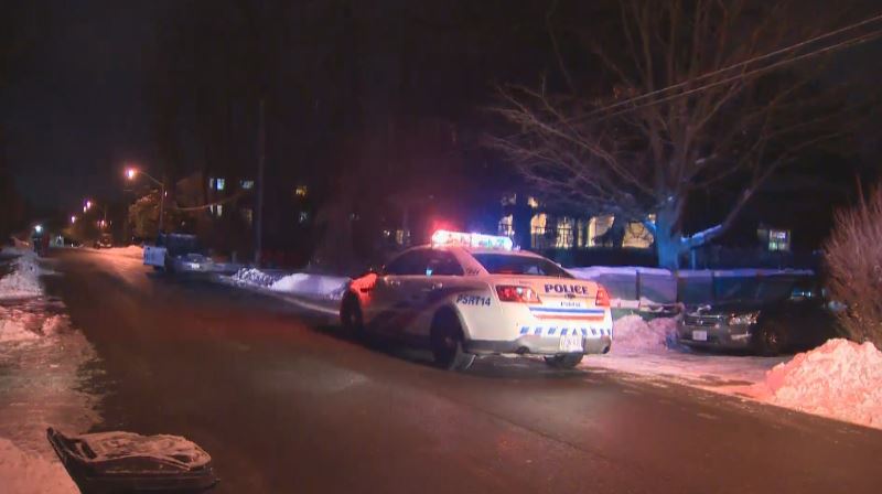 Police searched the area of Manse Road and Lawrence Avenue East Tuesday evening for a suspect wanted in a stabbing.