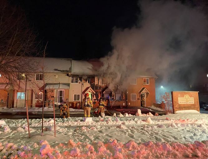 Fire crews remained at the scene of a blaze in Glen Cairn neighbourhood overnight to monitor the fire.