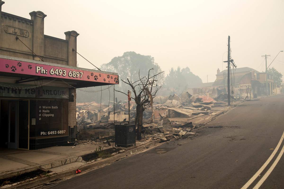 The rubble of buildings sits on the ground after they were destroyed by fire in Cobargo, New South Wales, Australia, Jan. 1, 2020.