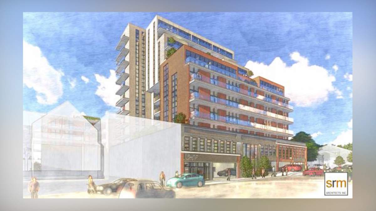 IN8 Developments Inc. is seeking municipal approval for a revised 12 storey condo on a former movie theatre property in the downtown.