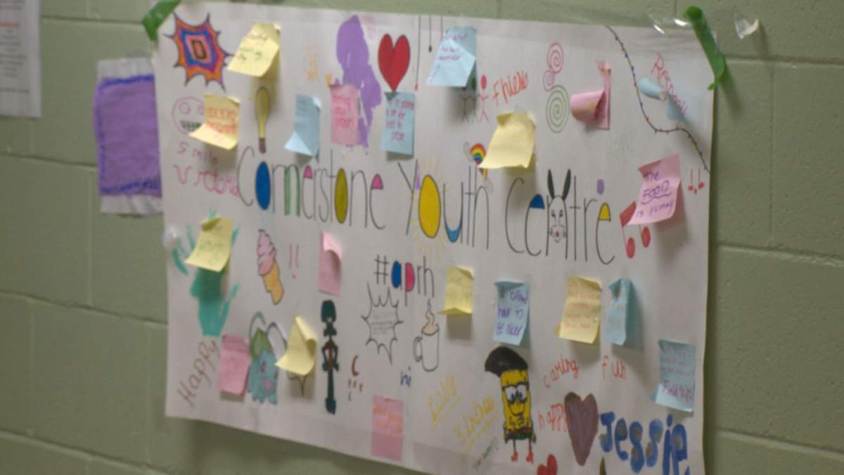 Posters and drawings in now-closed Cornerstone Youth Centre in Albert Park.