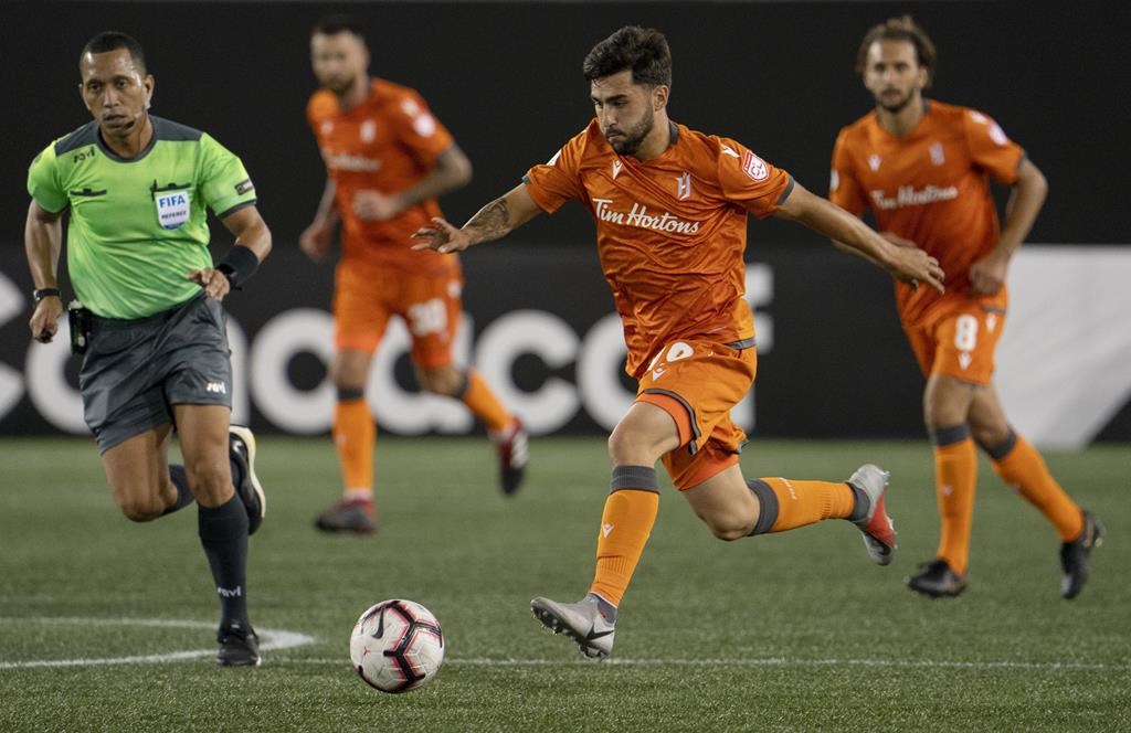 Hamilton Forge FC's Tristan Borges controls the ball through the midfield during Scotiabank CONCACAF League 2019 second half soccer action against the CD Olimpia in Hamilton on Thursday, August 22, 2019. Forge FC has sold star midfielder Tristan Borges, the leading scorer and MVP of the Canadian Premier League, to Belgian club Oud-Heverlee Leuven. THE CANADIAN PRESS/Peter Power.