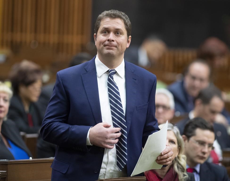 Leader of the Opposition Andrew Scheer rises to announce he will step down as leader of the Conservatives, Thursday December 12, 2019 in the House of Commons in Ottawa.