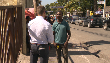 Dorcius Fritzner speaks to Global News journalist Antony Robart (Courtesy: Valerie Laillet).