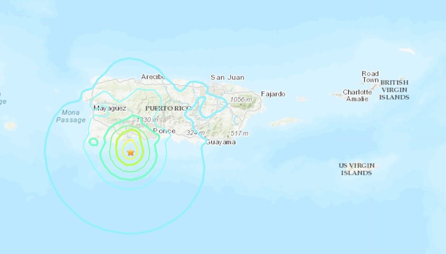 A screenshot image of an earthquake in Puerto Rico on Jan. 6, 2020.
