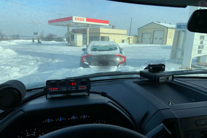 At the time, police say, roads were covered in snow and ice, with blowing snow and a temperature of -14 degrees Celsius.