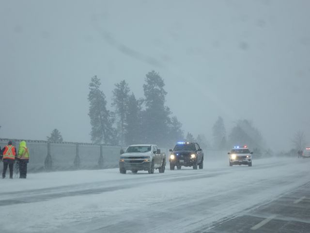 Police on scene of a horse and rider who were struck by a CN train in Kamloops on Jan. 12, 2020.