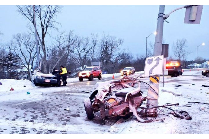 OPP Sgt. Kerry Schmidt told Global News that officers were called to High Street and Highway 48 after a car lost control and hit a pole on Monday.