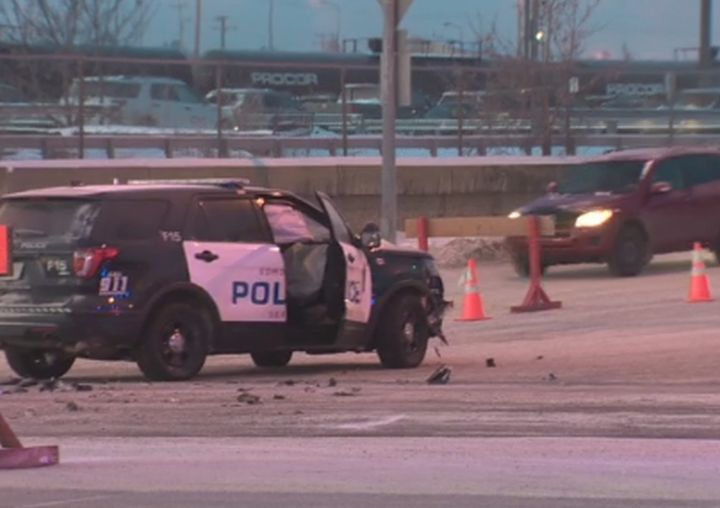 Police responded to a two-vehicle crash in the area of 97 Street and 127 Avenue at about 4 a.m. Police were told that an EPS vehicle was heading north on 97 Street to respond to a call for service when the light turned red at the intersection by 127 Avenue.