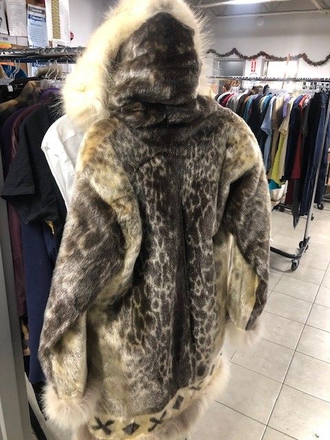 A sealskin coat donated to the Whyte Avenue Goodwill store in Edmonton, Alta.