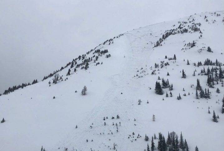 An avalanche on Mount Hector in Alberta on Friday, Jan. 10, 2020.