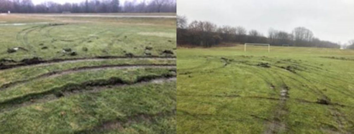City officials said they were saddened to see damage to Greenway park soccer fields in Jan. 2020.