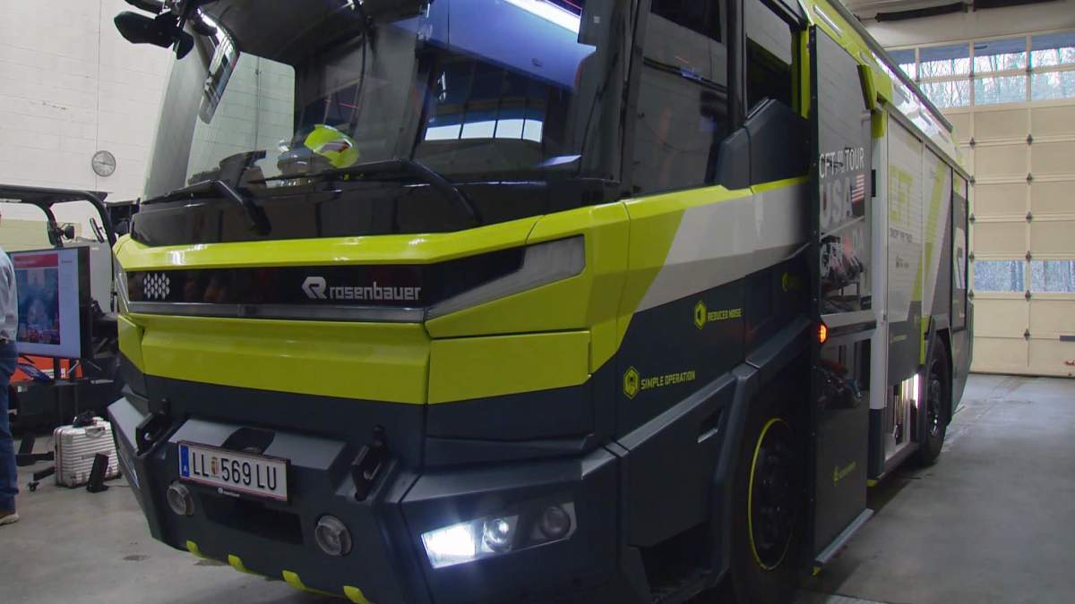 The world’s first electric fire truck, still just a concept vehicle, rolled into North Vancouver on Tuesday.