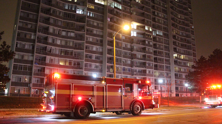 Emergency crews at the scene of the fire Monday morning.