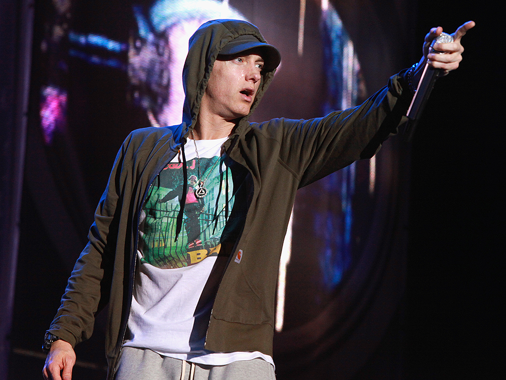 Eminem performs at Samsung Galaxy stage during 2014 Lollapalooza Day 1 at Grant Park on Aug. 1, 2014 in Chicago, Ill.
