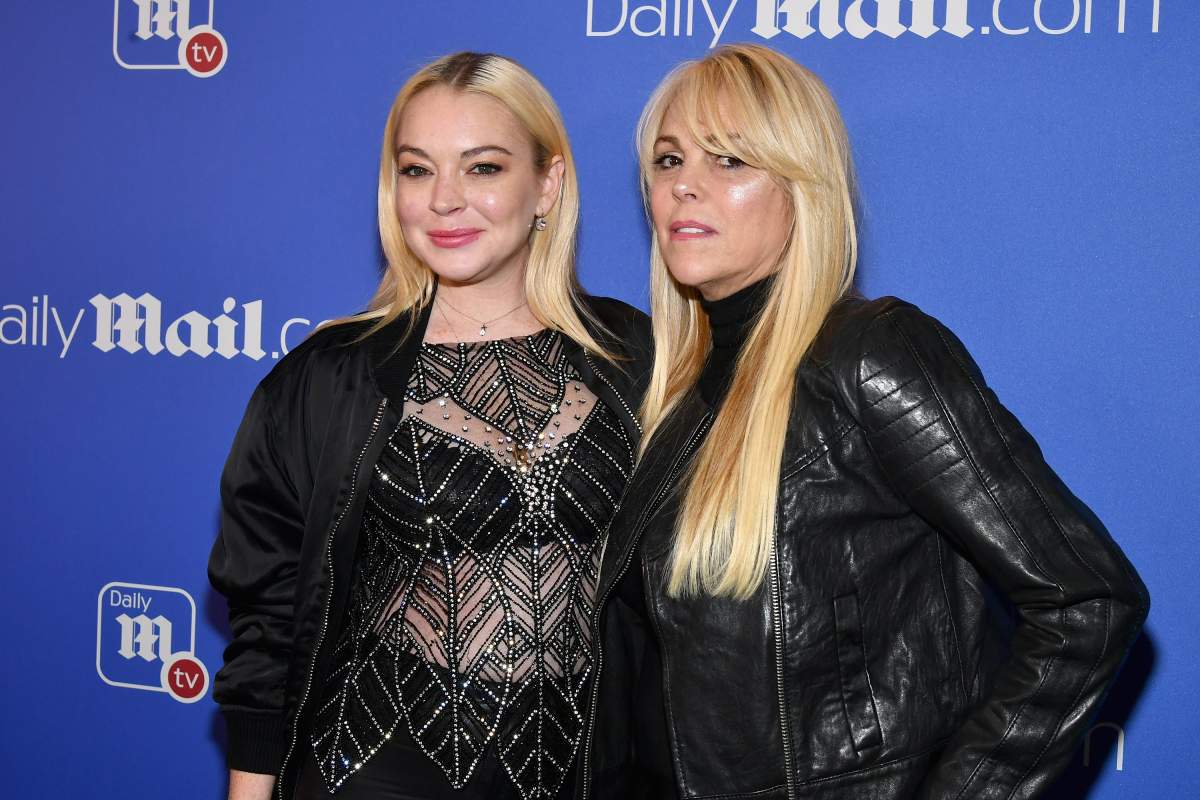 Lindsay Lohan (L) and Dina Lohan attend the DailyMail.com & DailyMailTV holiday party with Flo Rida on Dec. 6, 2017 at The Magic Hour in New York City. 