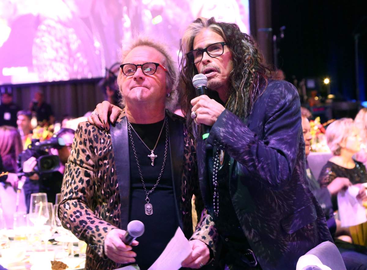 Joey Kramer, left, and Steven Tyler at ‘Steven Tyler and Live Nation presents Inaugural Janie’s Fund Gala & Grammy Viewing Party’ at Red Studios on Jan. 28, 2018, in Los Angeles, Calif.