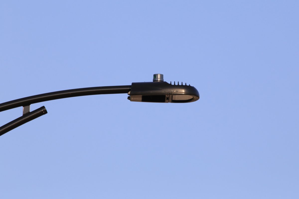 Modern LED overhead street light.