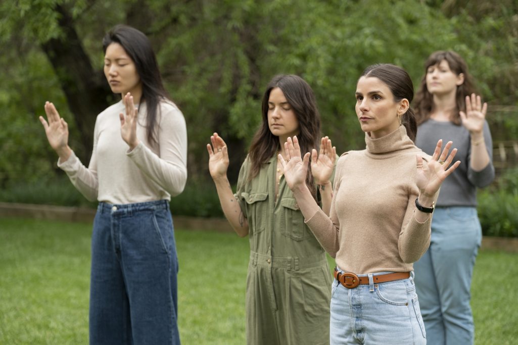 Members of the goop team working with medium Laura Lynne Jackson. Photo courtesy of Adam Rose/Netflix