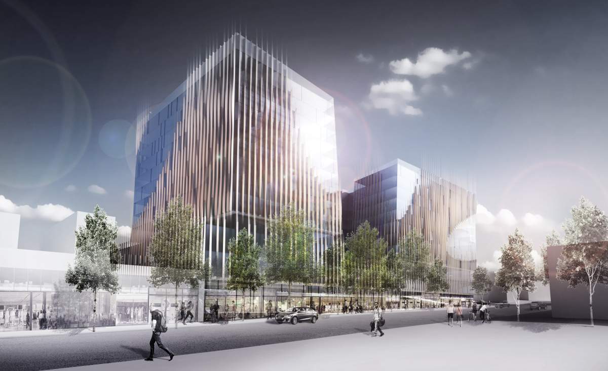 An artist's rendering of a new hotel approved for 888 West Broadway in Vancouver. 