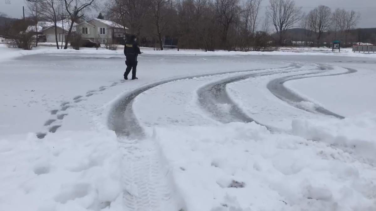 An outdoor ice rink in Batawa was damaged on Jan. 25.