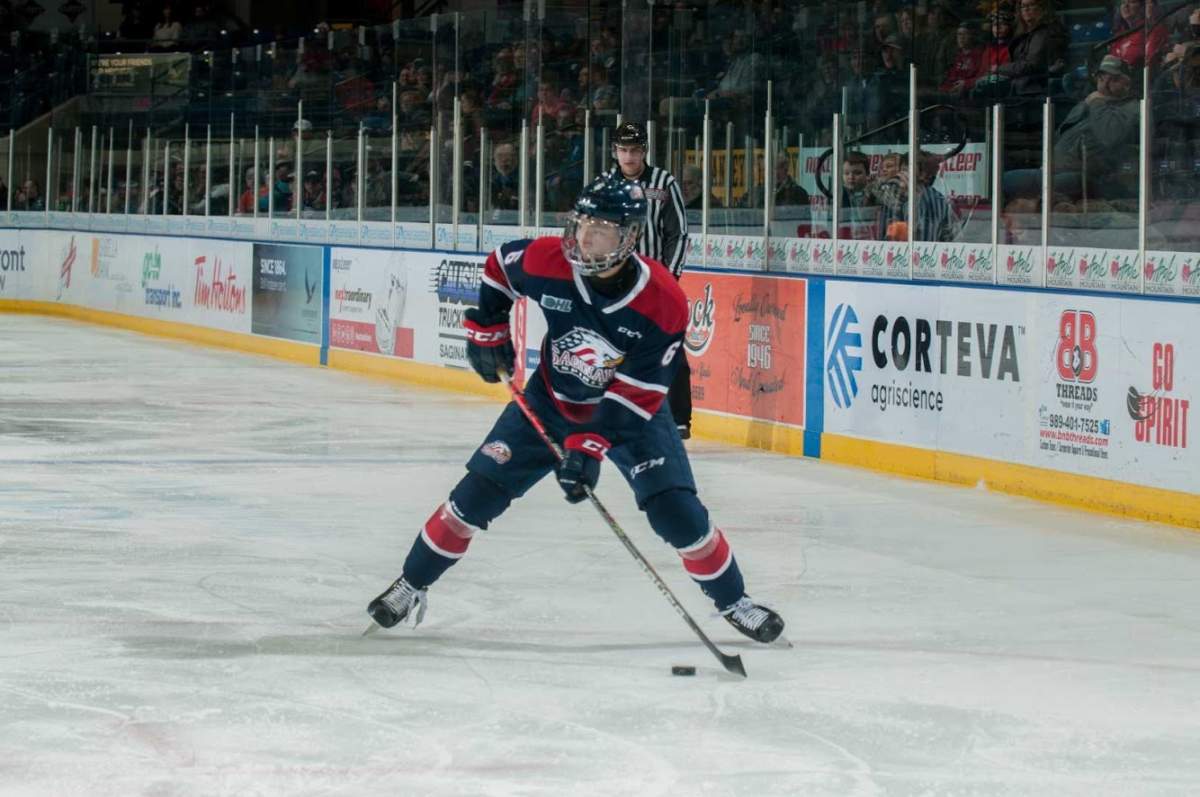 Saginaw Spirit player Ryan Suzuki has been wearing a full visor to protect his face as he recovers from an eye injury.